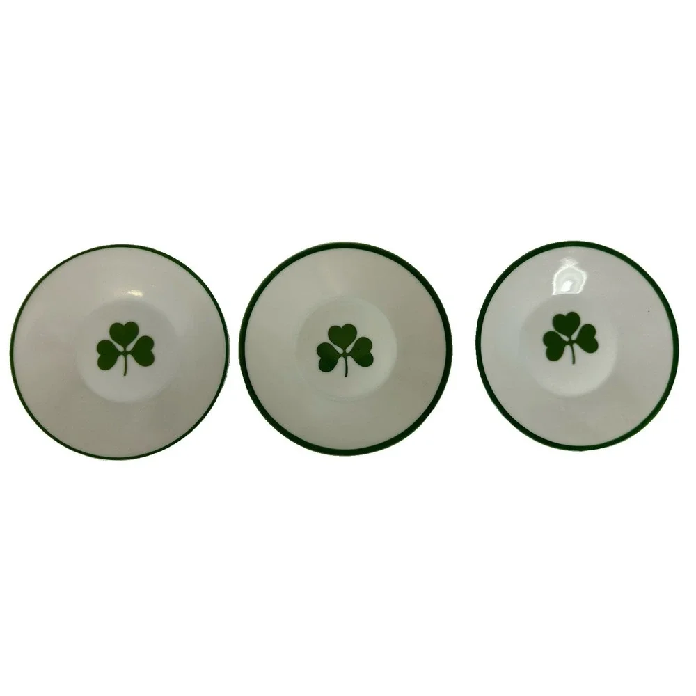 Irish Saucers Vtg C&S 10A31 Bone China Green Rim White Clover 4.5